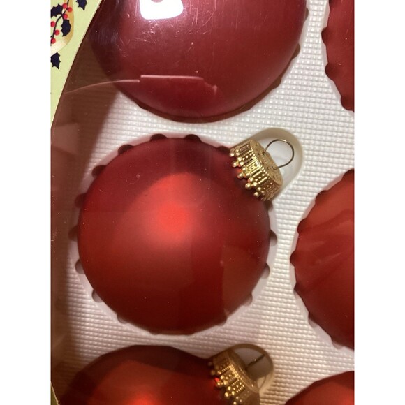 Christmas By Krebs Designer Glass Bulb Ornaments Brandy Red 6 Bulbs In Box - Picture 2 of 9